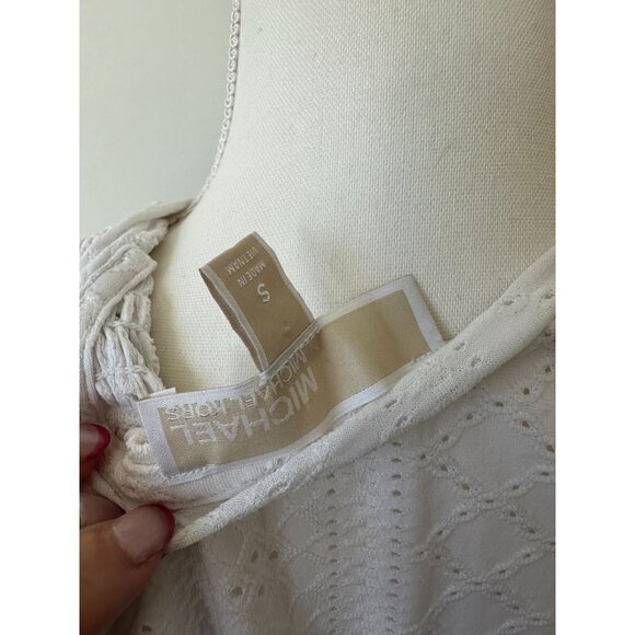 MICHAEL KORS White Eyelet Ruffle Tank Top Size Small - Picture 4 of 6
